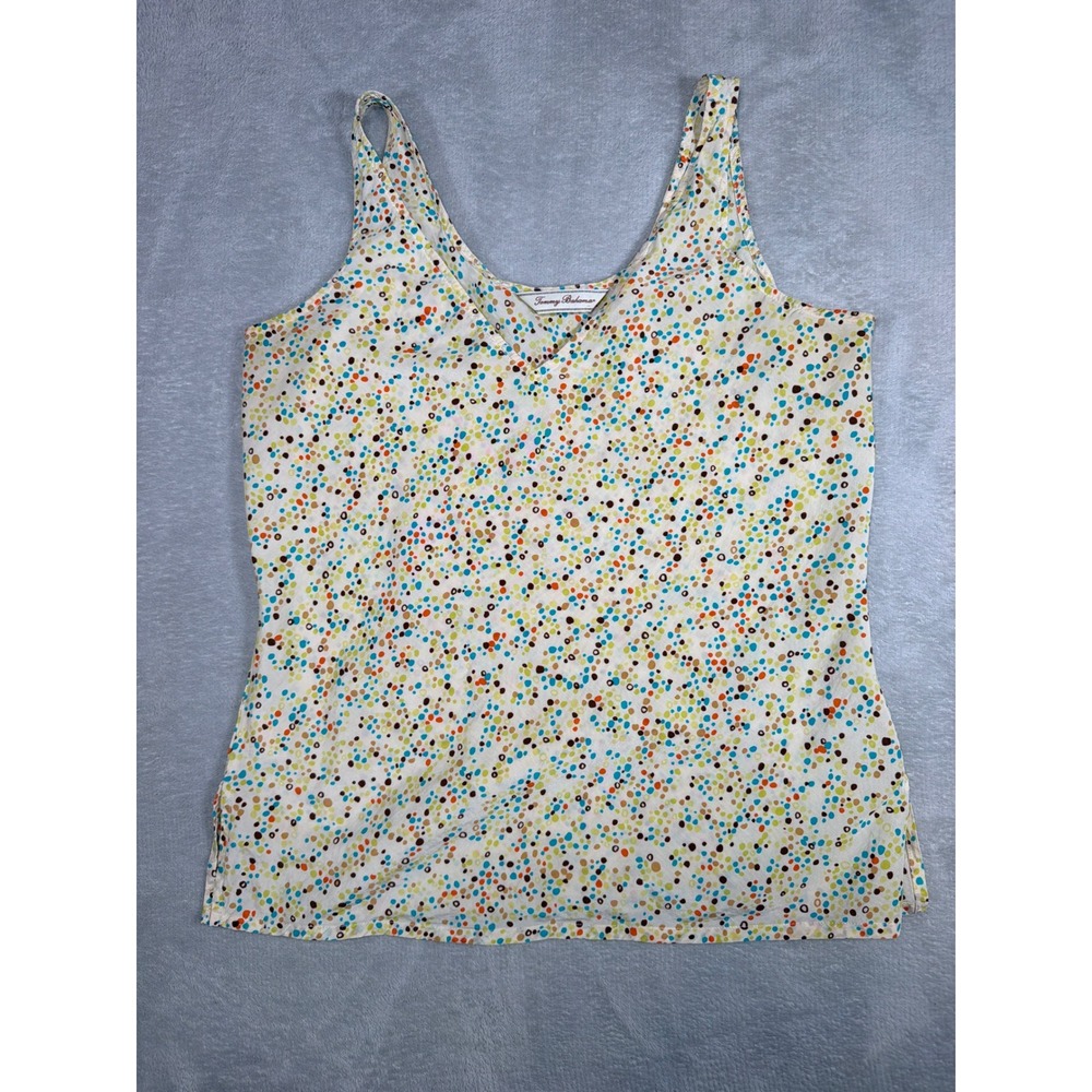Tommy‎ Bahama Silk Blend Polka Dot Confetti Tank Top V-Neck Multi-Color Small